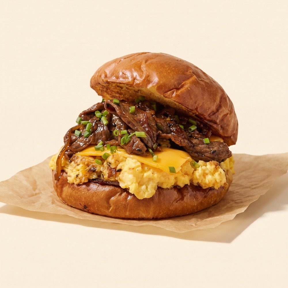 Bulgogi Egg — bulgogi beef and scrambled egg sandwich, Egg & Bunz Curaçao